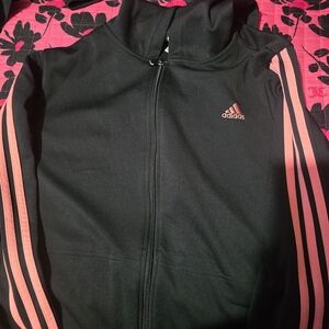 Adidas Women's Black Sweater with Pink Stripes